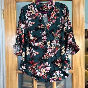 Torrid Dark Green Floral Blouse